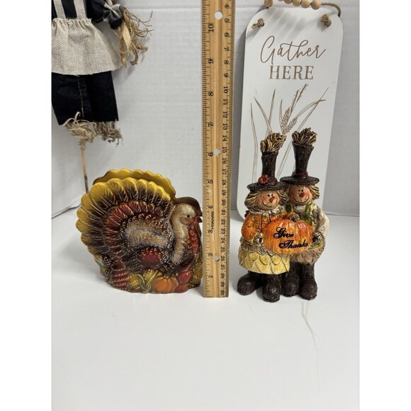 4 Piece Fall/Harvest/Thanksgiving Lot Napkin Holder, Plant Scarecrow, … - Picture 9 of 12